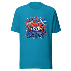 AMERICA LOVES THE SCOTS Scots-fourth-july-20260623 Graphic Tee mockup 1 AMERICA LOVES THE SCOTS Scots-fourth-july-20260623 Graphic Tee front view