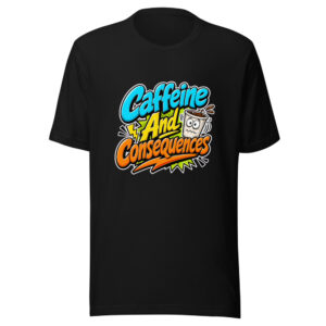 Caffeine And Consequences Graphic Tee front view