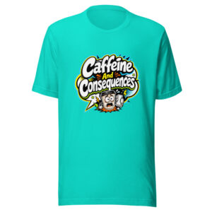 Caffeine And Consequences Graphic Tee mockup 1 Caffeine And Consequences Graphic Tee front view