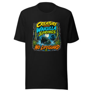 Creature From Wakulla Springs No Lifeguard Wakulla-springs-creature-scary Graphic Tee mockup 1 Creature From Wakulla Springs No Lifeguard Wakulla-springs-creature-scary Graphic Tee front view