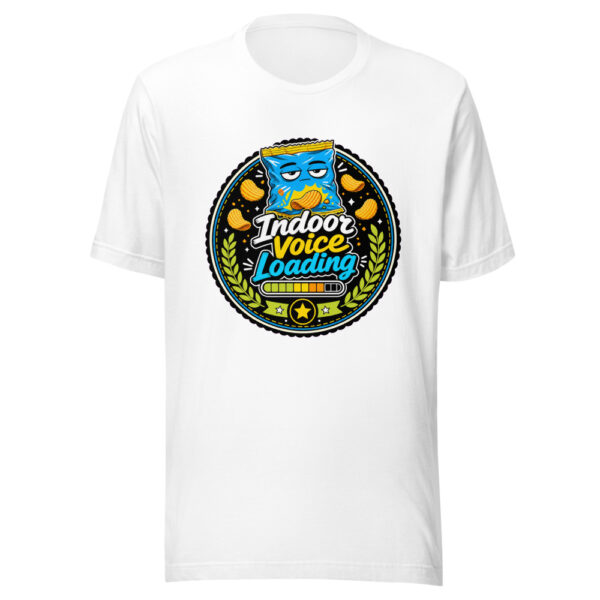 Indoor Voice Loading Graphic Tee mockup 5