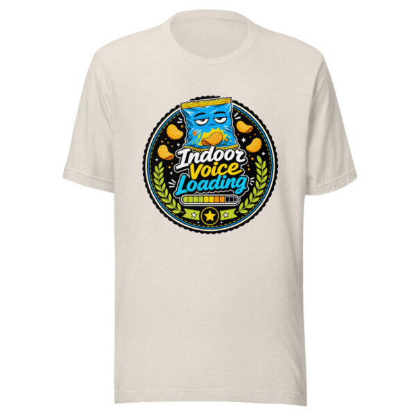 Indoor Voice Loading Graphic Tee mockup 8