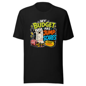 My Budget Has Jump Scares Heartbeat-20260613-hilarious-everyday-chaos-codex Graphic Tee front view