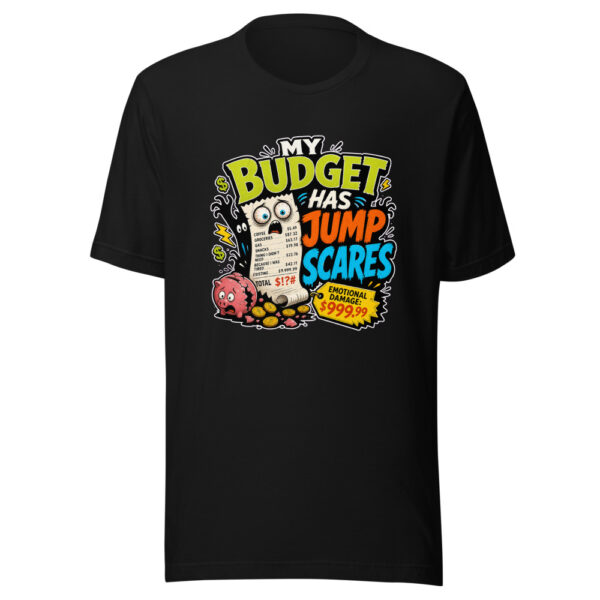 My Budget Has Jump Scares Heartbeat-20260613-hilarious-everyday-chaos-codex Graphic Tee mockup 1 My Budget Has Jump Scares Heartbeat-20260613-hilarious-everyday-chaos-codex Graphic Tee front view