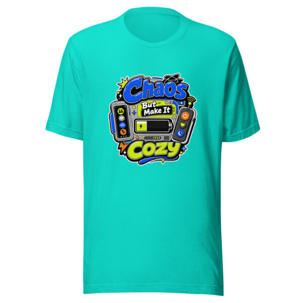 Chaos But Make It Cozy Graphic Tee mockup 5