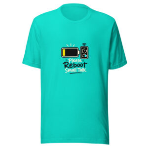 Please Reboot Small Talk Graphic Tee mockup 1 Please Reboot Small Talk Graphic Tee front view