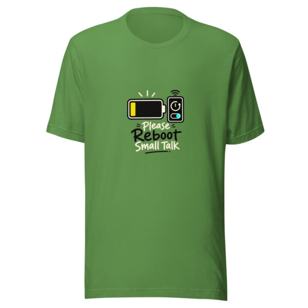 Please Reboot Small Talk Graphic Tee mockup 15
