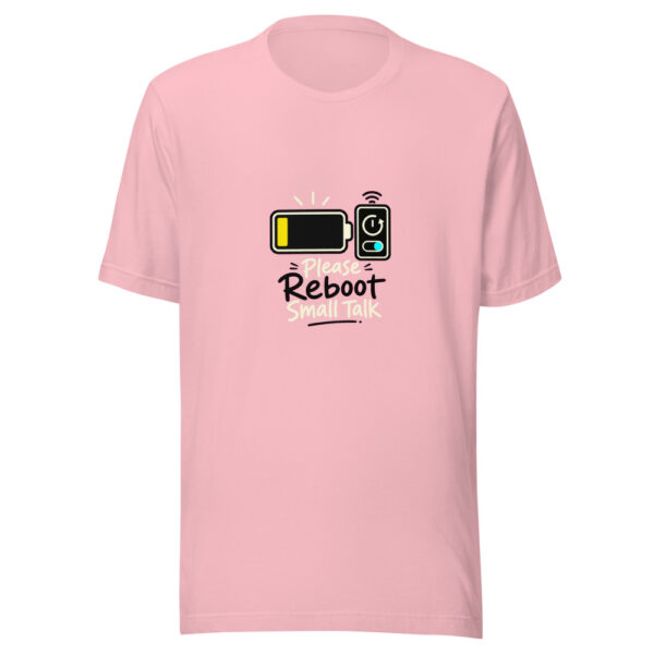 Please Reboot Small Talk Graphic Tee mockup 17