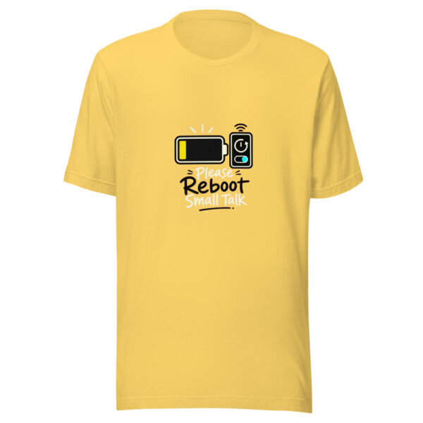 Please Reboot Small Talk Graphic Tee mockup 20