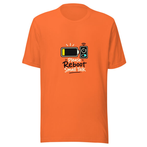 Please Reboot Small Talk Graphic Tee mockup 4
