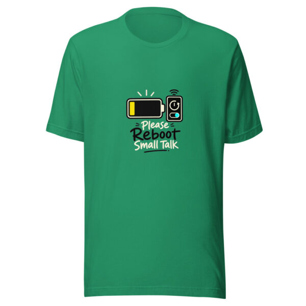 Please Reboot Small Talk Graphic Tee mockup 6