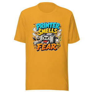 Printer Smells Fear Graphic Tee mockup 1 Printer Smells Fear Graphic Tee front view