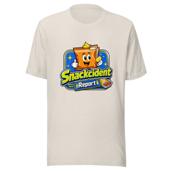 Snackcident Report Graphic Tee mockup 14