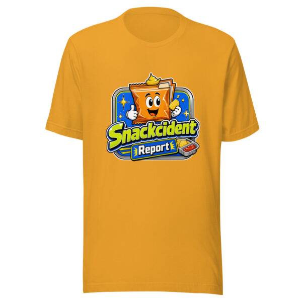 Snackcident Report Graphic Tee mockup 4