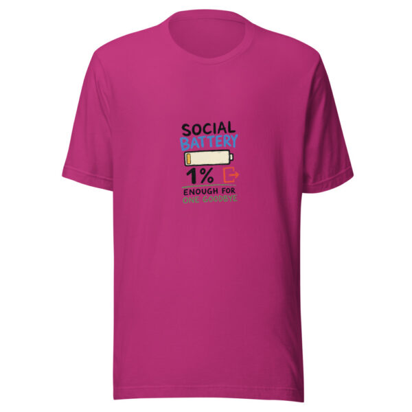 SOCIAL BATTERY 1% — ENOUGH FOR ONE GOODBYE Introvert-social-battery Graphic Tee mockup 3 SOCIAL BATTERY 1% — ENOUGH FOR ONE GOODBYE Introvert-social-battery Graphic Tee mockup 3