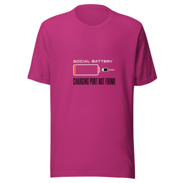 Social Battery - Charging Port Not Found Social-battery-port-not-found Graphic Tee front view