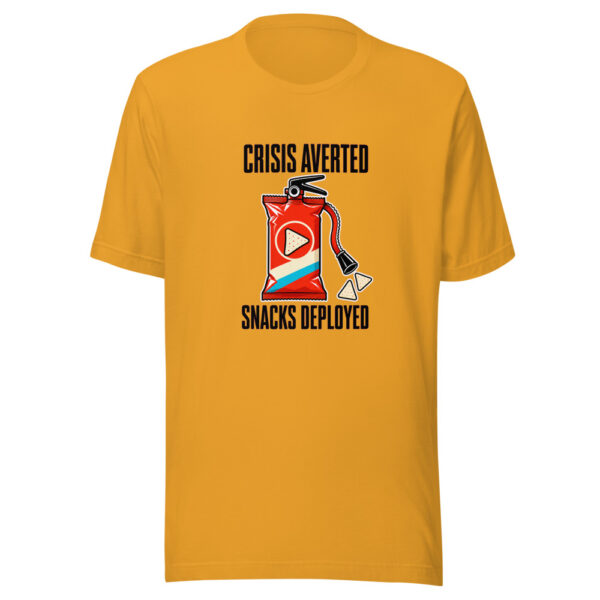 Crisis Averted. Snacks Deployed. Crisis-averted-snacks-deployed Graphic Tee mockup 3 Crisis Averted. Snacks Deployed. Crisis-averted-snacks-deployed Graphic Tee mockup 3