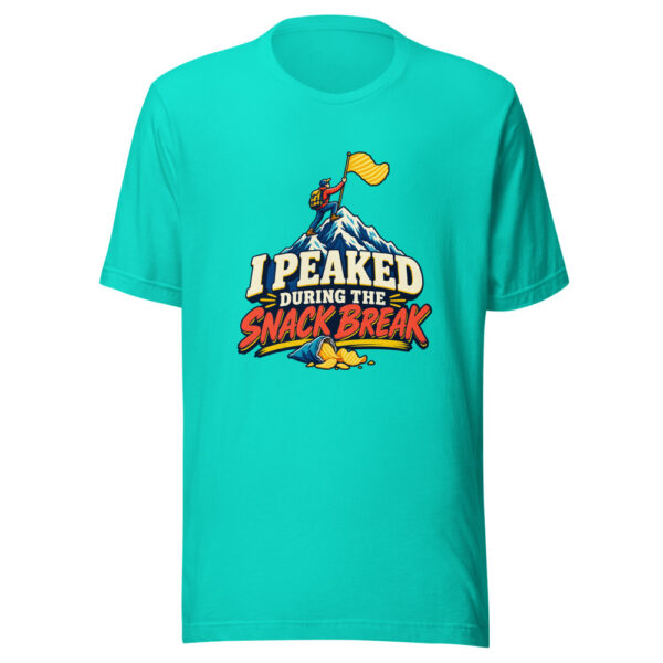 I Peaked During The Snack Break Snack-break-visual-pun Graphic Tee mockup 3