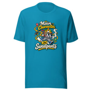 Main Character In Sweatpants Graphic Tee front view