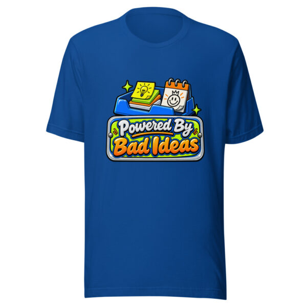 Powered By Bad Ideas Graphic Tee mockup 3