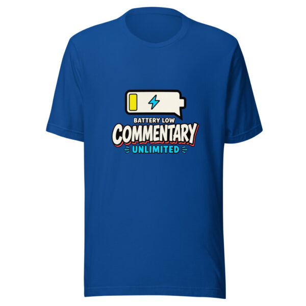 Battery Low, Commentary Unlimited Social-battery-commentary Graphic Tee mockup 3 Battery Low, Commentary Unlimited Social-battery-commentary Graphic Tee mockup 3