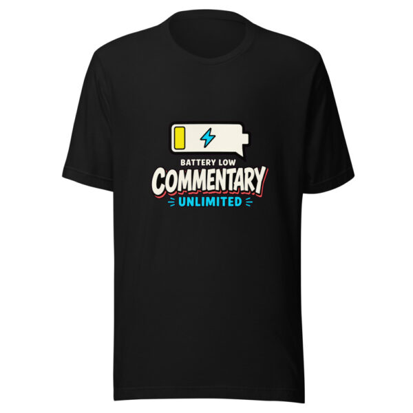 Battery Low, Commentary Unlimited Social-battery-commentary Graphic Tee mockup 5 Battery Low, Commentary Unlimited Social-battery-commentary Graphic Tee mockup 5