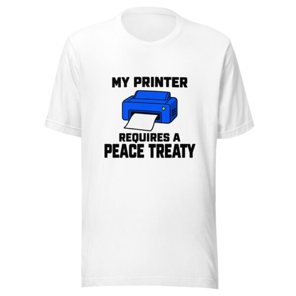 My Printer Requires A Peace Treaty Graphic Tee mockup 5 My Printer Requires A Peace Treaty Graphic Tee mockup 5