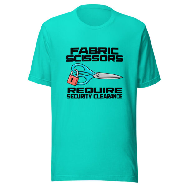 Fabric Scissors Require Security Clearance Graphic Tee mockup 3 Fabric Scissors Require Security Clearance Graphic Tee mockup 3